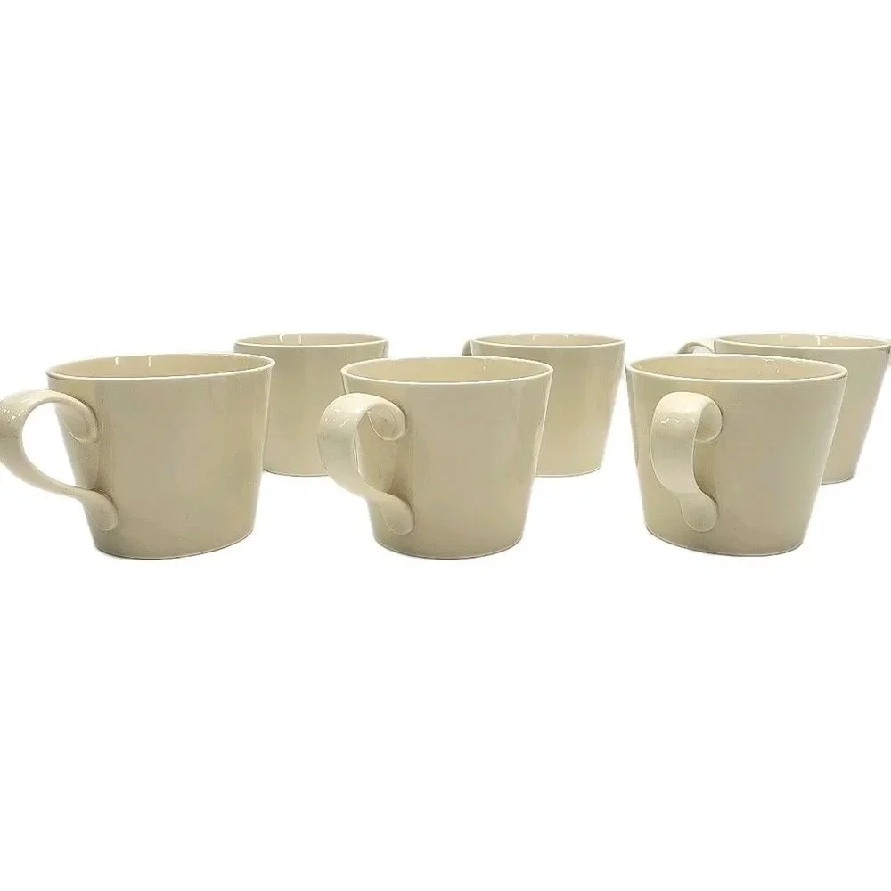 Crate & Barrel Coffee Mugs Set of 6 Ivory 3.25